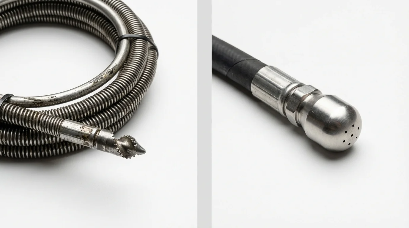 Drain snake cable and hydro jetting nozzle used for drain cleaning in Sidney, NE